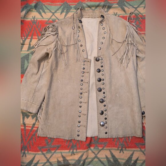 Handmade deer suede fringe leather jacket
